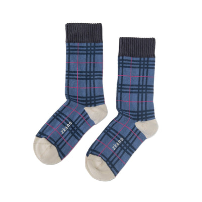 Zkano Crew Medium Evelyn Plaid - Organic Cotton Socks Crew - Cornflower organic-socks-made-in-usa