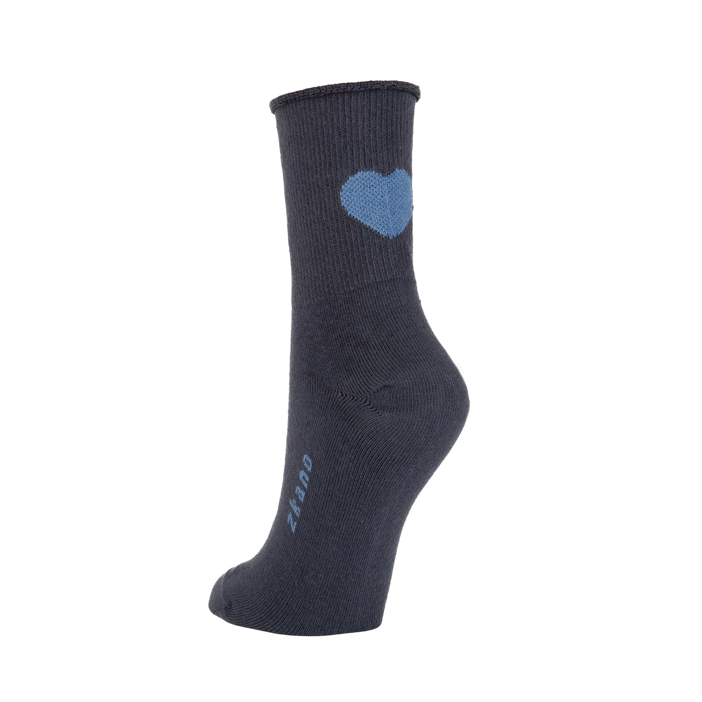 Zkano Crew Medium Floating Heart - Organic Cotton Socks Short Crew - Dark Indigo organic-socks-made-in-usa