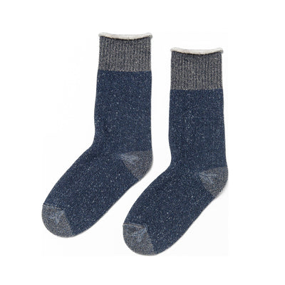 Zkano Crew Medium Melange Organic Cotton Boot Socks - Blue Jean organic-socks-made-in-usa