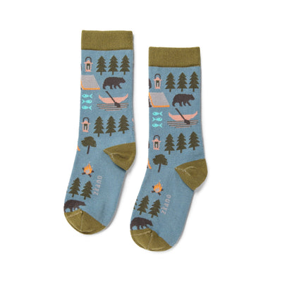 Zkano Crew Medium National Park - Organic Cotton Crew Socks - Stone organic-socks-made-in-usa