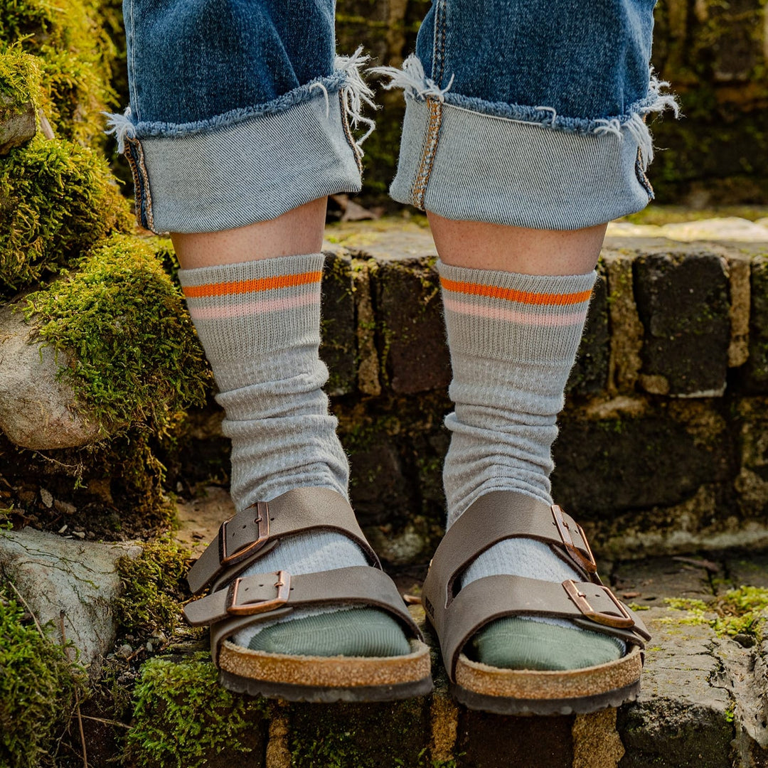 Pintuck Stripe- Organic Cotton Socks Crew - Heather – zkano socks