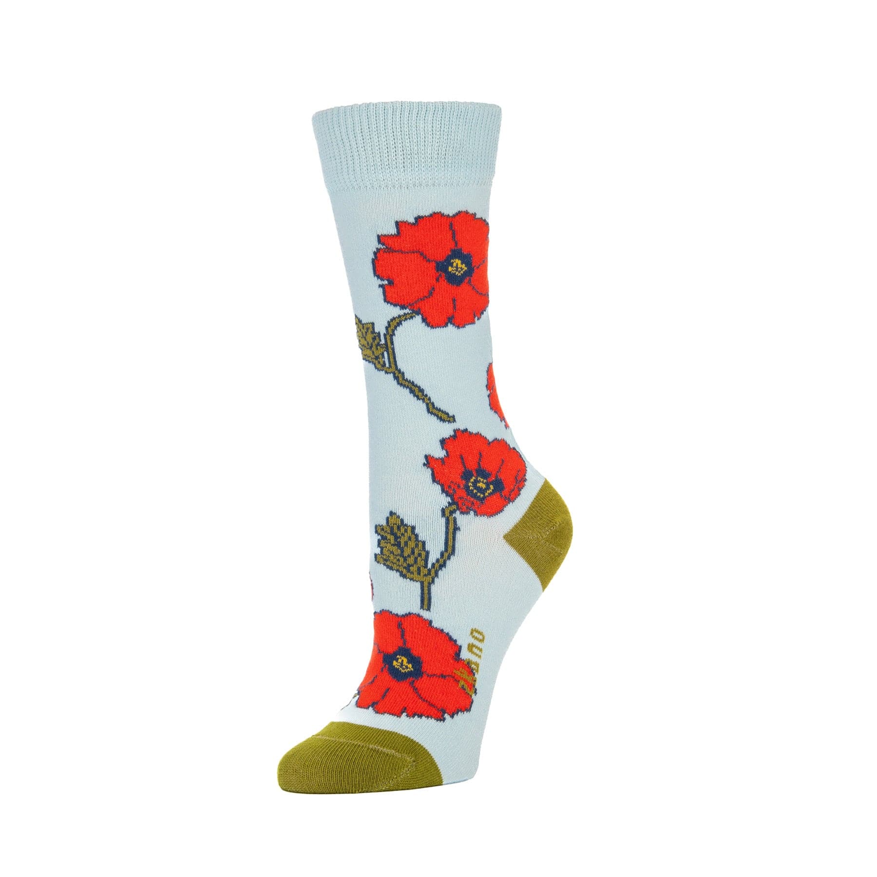 Poppies Organic Cotton Crew Socks