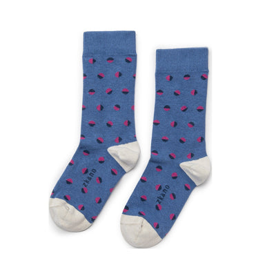 Zkano Crew Medium Retro Dots - Organic Cotton Crew Socks - Cornflower organic-socks-made-in-usa