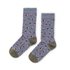 Zkano Crew Medium Retro Dots - Organic Cotton Crew Socks - Slate organic-socks-made-in-usa