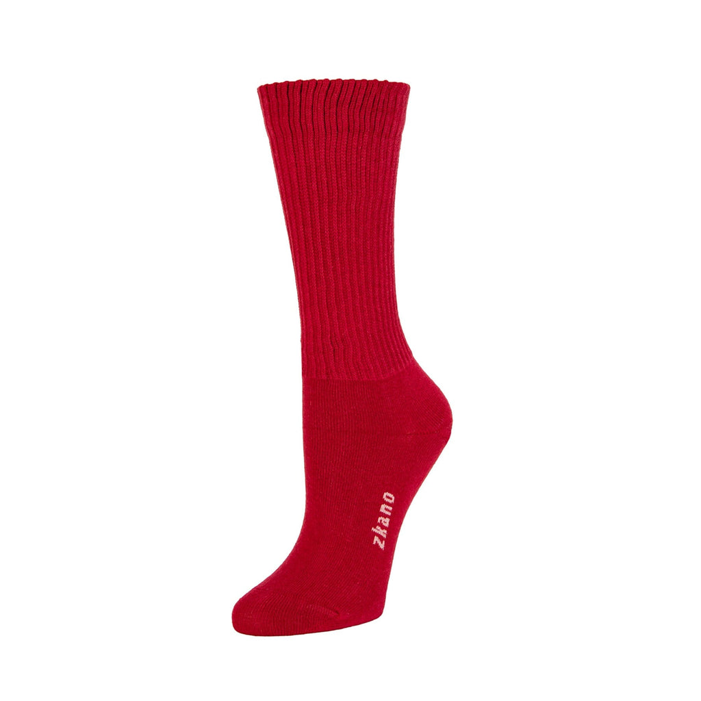 Zkano Crew Medium Rib Knit - Organic Cotton Crew Socks - Cherry organic-socks-made-in-usa