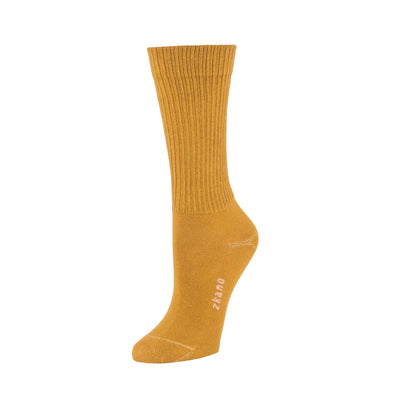 Zkano Crew Medium Rib Knit - Organic Cotton Crew Socks - Harvest Gold organic-socks-made-in-usa