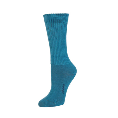 Zkano Crew Medium Rib Knit - Organic Cotton Crew Socks - Teal organic-socks-made-in-usa