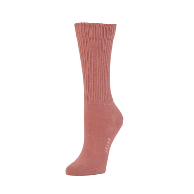 Zkano Crew Medium Rib Knit - Organic Cotton Socks Crew - Blush organic-socks-made-in-usa