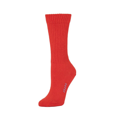Zkano Crew Medium Rib Knit - Organic Cotton Socks Crew - Poppy Red organic-socks-made-in-usa