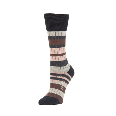Zkano Crew Medium Ribbed Sweater Stripe - Organic Cotton Socks Crew - Black organic-socks-made-in-usa