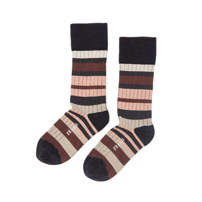 Zkano Crew Medium Ribbed Sweater Stripe - Organic Cotton Socks Crew - Black organic-socks-made-in-usa
