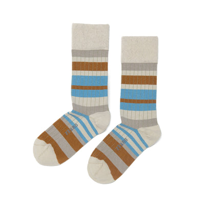 Zkano Crew Medium Ribbed Sweater Stripe - Organic Cotton Socks Crew - Natural organic-socks-made-in-usa