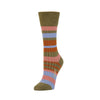 Zkano Crew Medium Ribbed Sweater Stripe - Organic Cotton Socks Crew - Olive organic-socks-made-in-usa