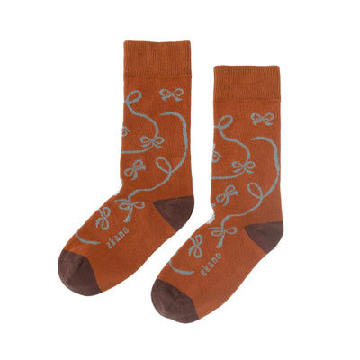 Zkano Crew Medium Ribbon - Organic Cotton Socks Crew - Saddle organic-socks-made-in-usa