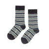 Zkano Crew Medium Scalloped Stripe - Organic Cotton Socks Crew - Black organic-socks-made-in-usa