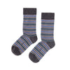 Zkano Crew Medium Scalloped Stripe - Organic Cotton Socks Crew - Navy organic-socks-made-in-usa