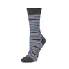 Zkano Crew Medium Scalloped Stripe - Organic Cotton Socks Crew - Navy organic-socks-made-in-usa