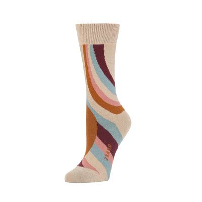 Zkano Crew Medium The Groove - Organic Cotton Socks Crew - Sand organic-socks-made-in-usa