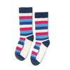 Zkano Crew Medium Waffle Stripe - Organic Cotton Cushion Crew - Navy organic-socks-made-in-usa