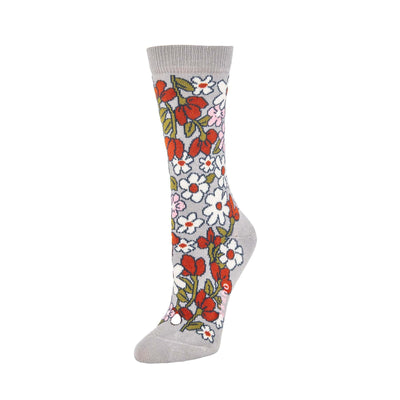 Zkano Crew Medium Wildflowers - Organic Cotton Crew Socks - Heather organic-socks-made-in-usa