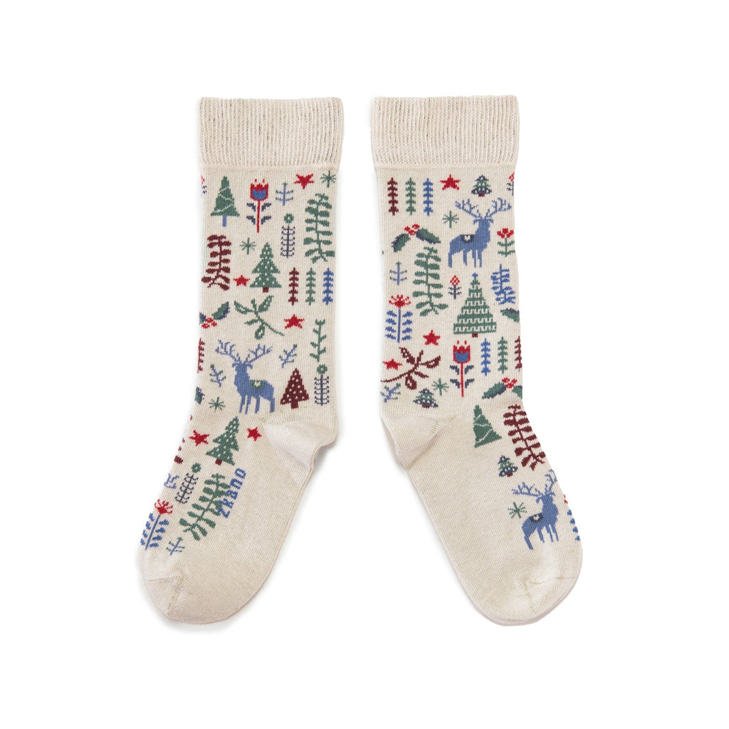 Zkano Crew Medium Winter Wonderland - Organic Cotton Crew Socks - Snow organic-socks-made-in-usa