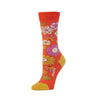 Zkano Crew Medium Women's Autumn Floral - Organic Cotton Socks Crew - Garnet organic-socks-made-in-usa