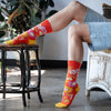Zkano Crew Medium Women's Autumn Floral - Organic Cotton Socks Crew - Garnet organic-socks-made-in-usa