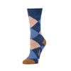 Zkano Crew Medium Women's Classic Argyle - Organic Cotton Socks Crew - Navy organic-socks-made-in-usa