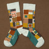 Zkano Crew Medium Women's Dolly Patchwork - Organic Cotton Socks Crew - Wheat organic-socks-made-in-usa