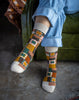 Zkano Crew Medium Women's Dolly Patchwork - Organic Cotton Socks Crew - Wheat organic-socks-made-in-usa