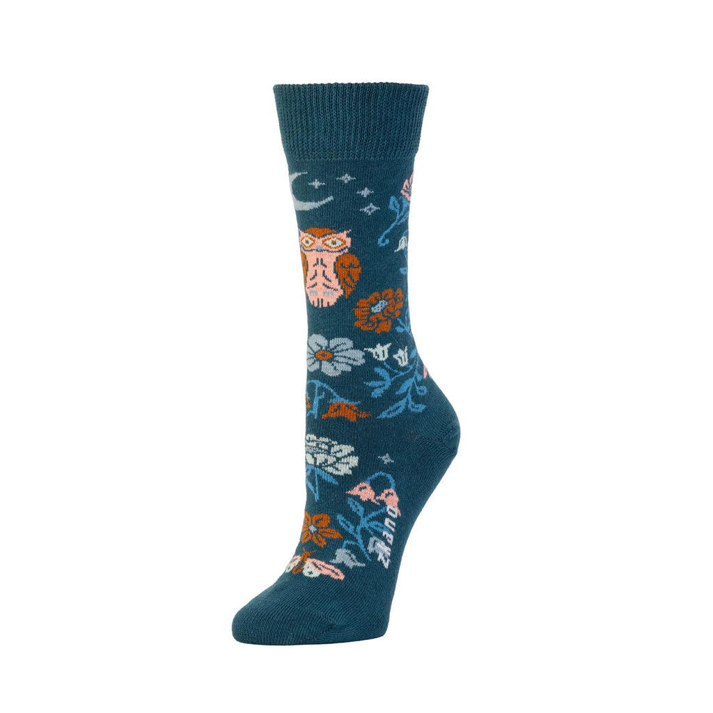 Zkano Crew Medium Women's Enchanted Garden - Organic Cotton Socks Crew - Emerald organic-socks-made-in-usa