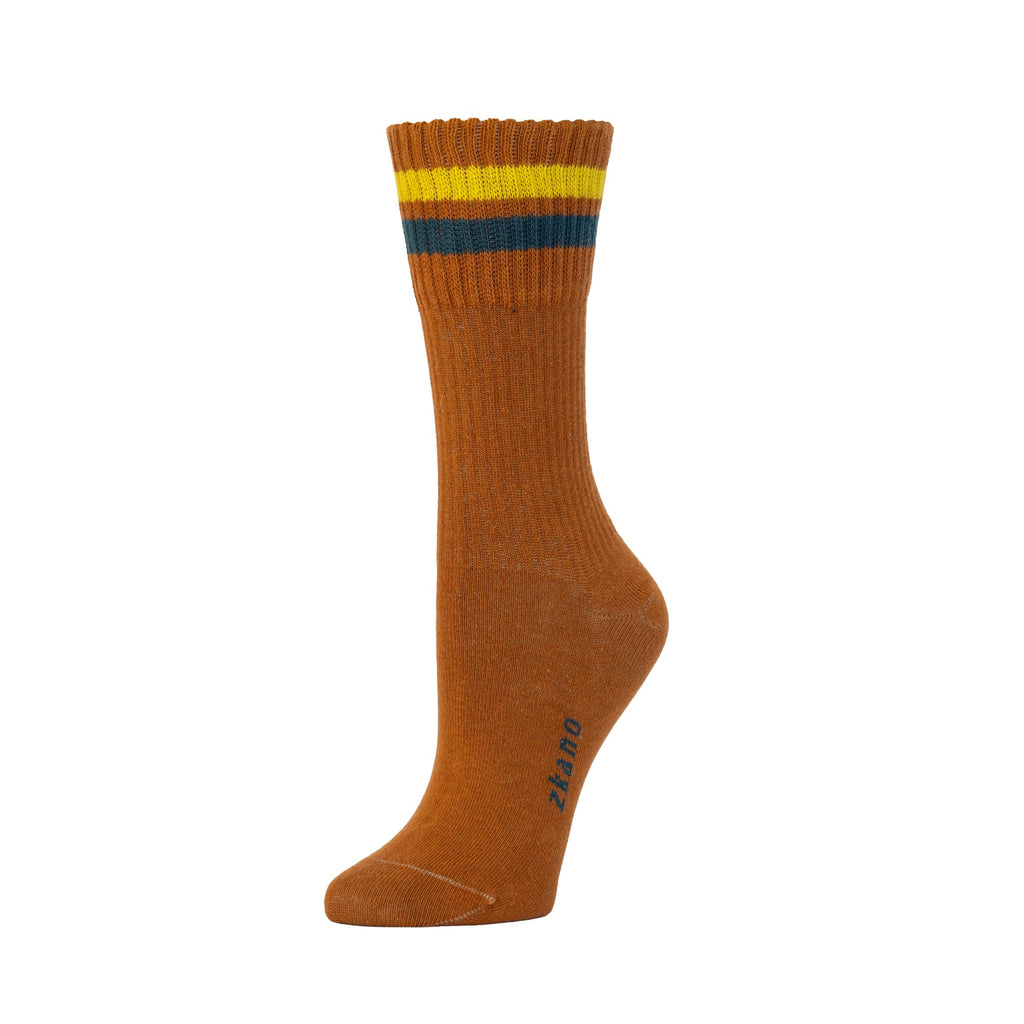Zkano Crew Medium Women's Fireside Rib - Organic Cotton Socks Crew - Sienna organic-socks-made-in-usa