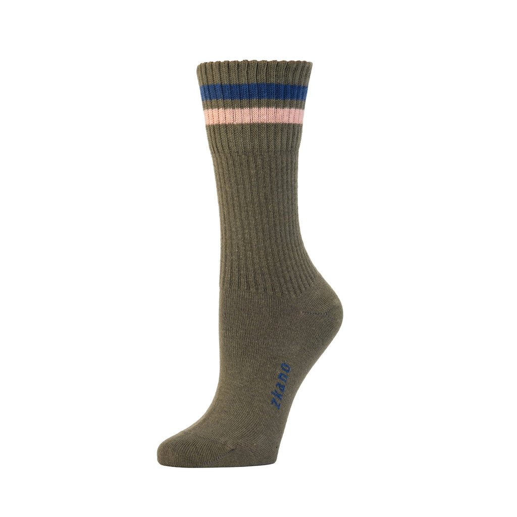 Zkano Crew Medium Women's Fireside Rib - Organic Cotton Socks Crew - Spruce organic-socks-made-in-usa