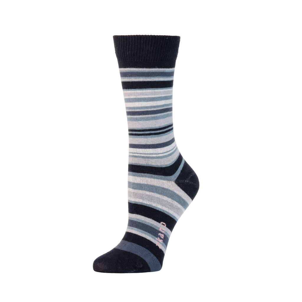 Zkano Crew Medium Women's Multistripe - Organic Cotton Socks Crew - Black organic-socks-made-in-usa