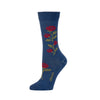 Zkano Crew Medium Women's Rhinestone Rose - Organic Cotton Socks Crew - Navy organic-socks-made-in-usa