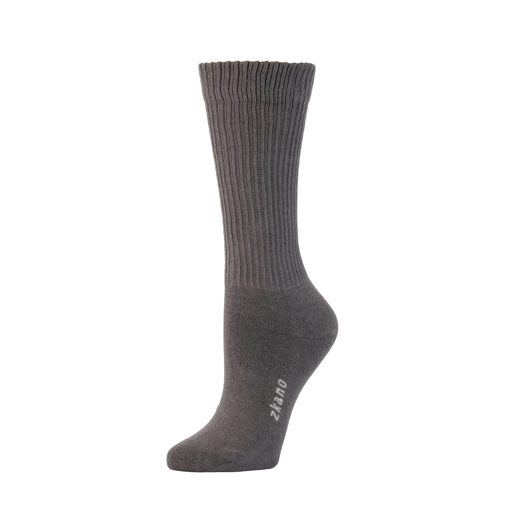 Zkano Crew Medium Women's Rib Knit - Organic Cotton Socks Crew - Ash Brown organic-socks-made-in-usa
