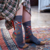 Zkano Crew Medium Women's Songbird - Organic Cotton Socks Crew - Ash Brown organic-socks-made-in-usa