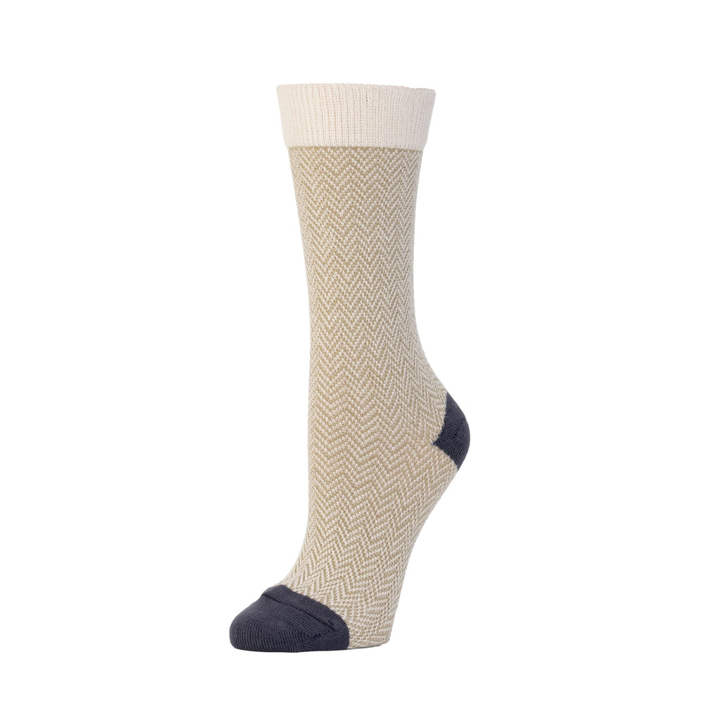 Zkano Crew Medium Women's Textured Herringbone - Organic Cotton Socks Crew - Wheat organic-socks-made-in-usa