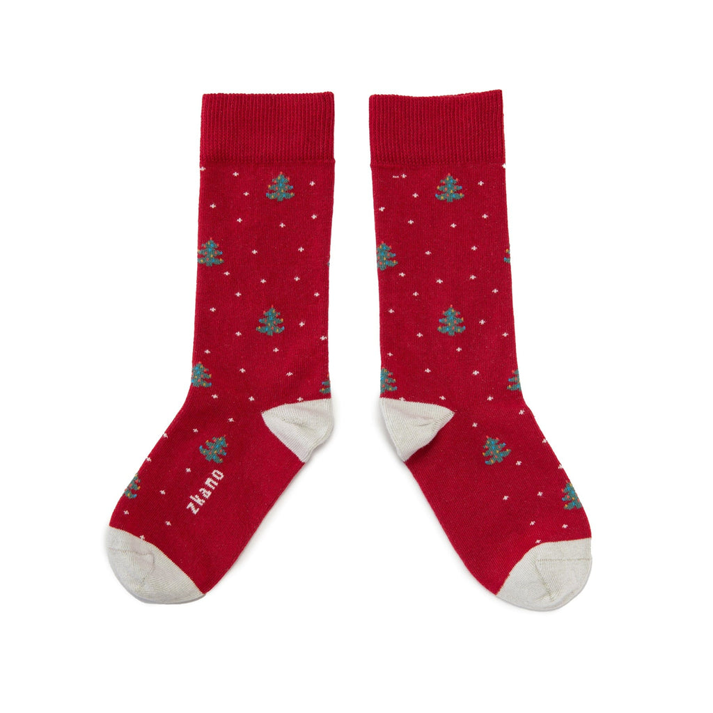 Zkano Crew O Christmas Tree - Organic Cotton Crew Socks - Cardinal organic-socks-made-in-usa