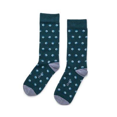 Zkano Crew Retro Dots - Organic Cotton Crew Socks - Evergreen organic-socks-made-in-usa