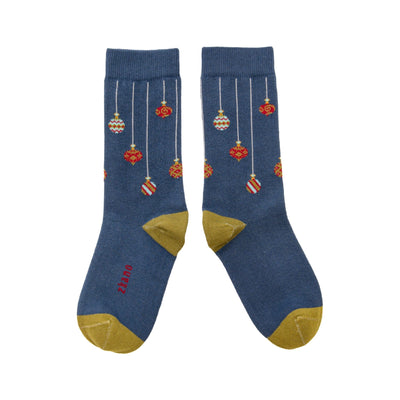Zkano Crew Strung Ornaments - Organic Cotton Crew Socks - Navy organic-socks-made-in-usa