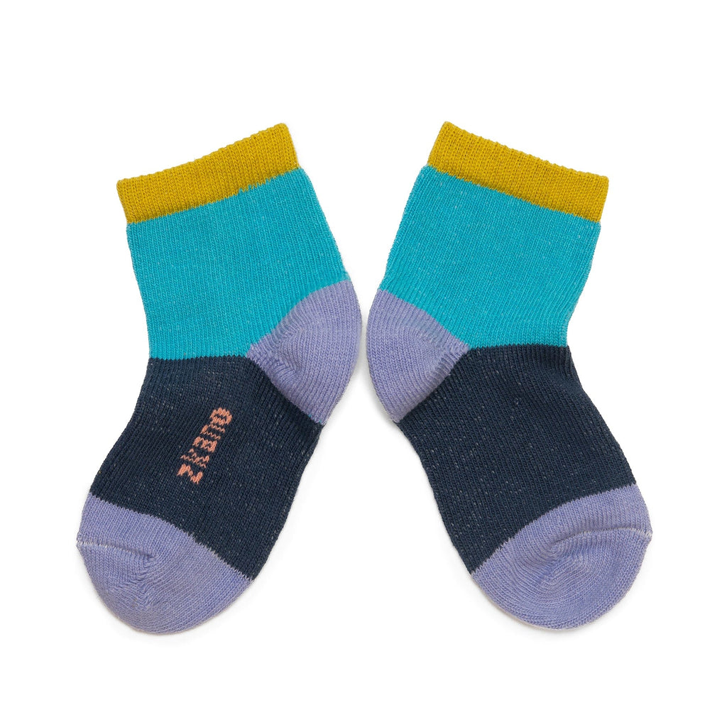 Zkano Kids Kids - Color block Organic Cotton Crew Socks - Bluebird organic-socks-made-in-usa