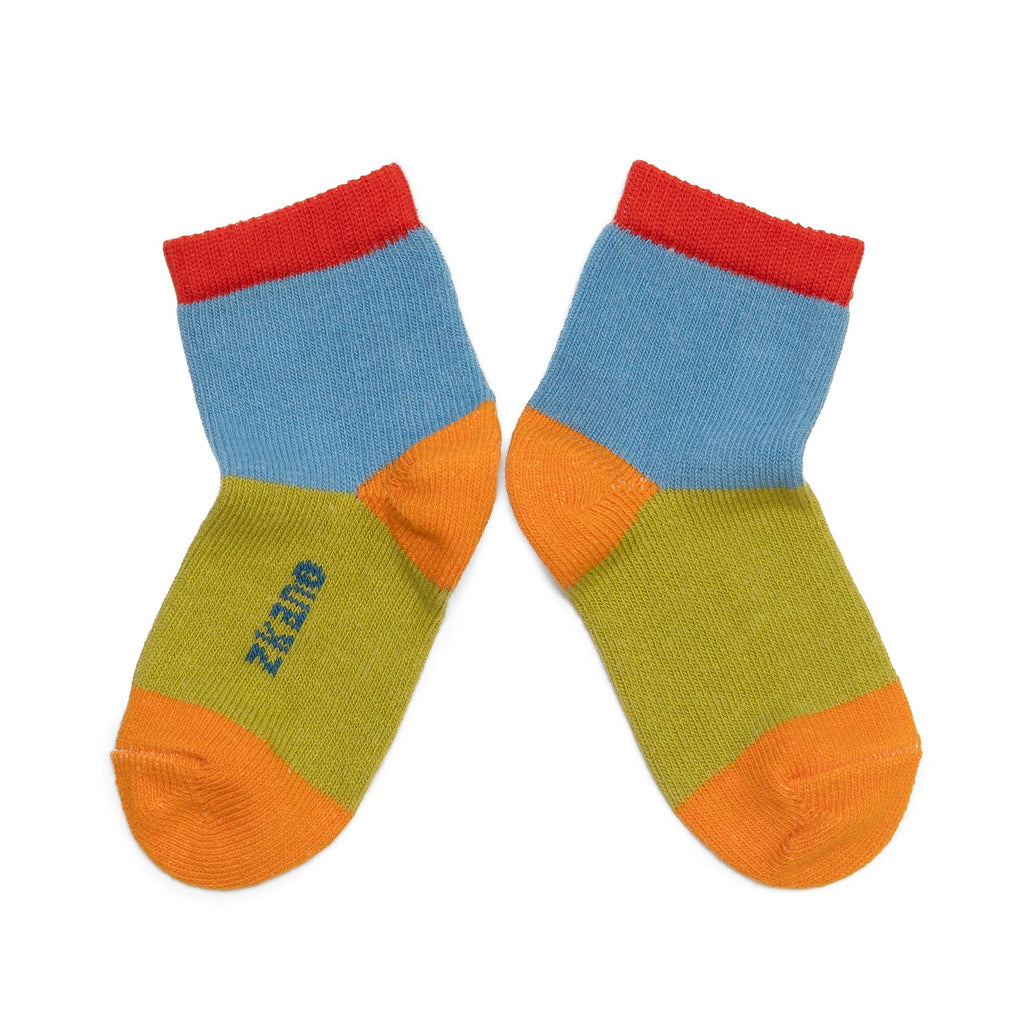 Zkano Kids Kids - Color block Organic Cotton Crew Socks - Sky organic-socks-made-in-usa