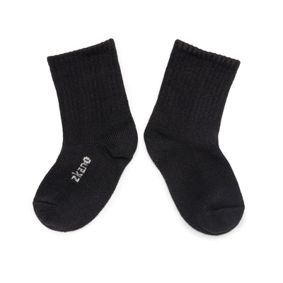 Zkano Kids Kids - Ribbed Organic Cotton Crew Socks - Black organic-socks-made-in-usa