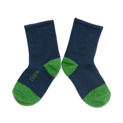 Zkano Kids Kids - Ribbed Organic Cotton Crew Socks - Navy organic-socks-made-in-usa