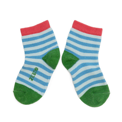 Zkano Kids Kids - Striped Organic Cotton Crew Socks - Sky organic-socks-made-in-usa