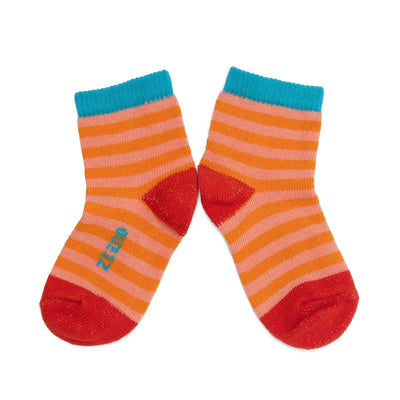 Zkano Kids Kids - Striped Organic Cotton Crew Socks - Tangerine organic-socks-made-in-usa