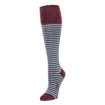 Zkano Knee High Medium Annabel - Organic Cotton Striped Knee Socks - Mulberry organic-socks-made-in-usa