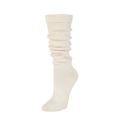 Zkano Knee High Medium Chunky Knit Organic Cotton Slouch Knee Socks - Natural organic-socks-made-in-usa