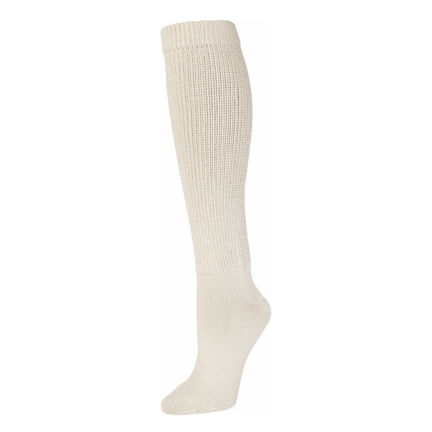 Zkano Knee High Medium Chunky Knit Organic Cotton Slouch Knee Socks - Natural organic-socks-made-in-usa